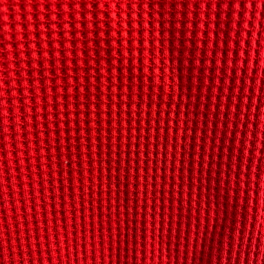 Lucky Brand Waffle Knit Henley Size Small Jester Red Cable Knit Sweater Sleeve - Picture 7 of 14